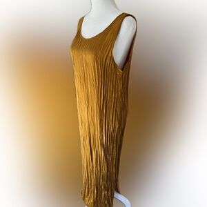 Eileen Fisher Sleeveless Gold Textured Full Length Dress
